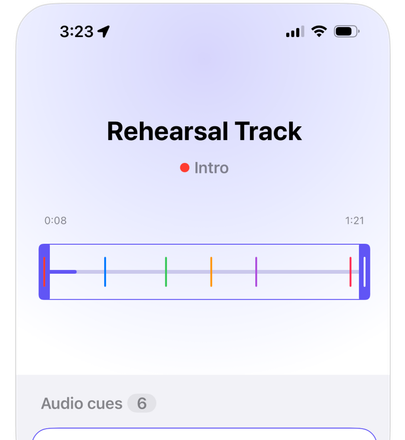 A recording loaded in Subdivide with six colored cue points along its waveform