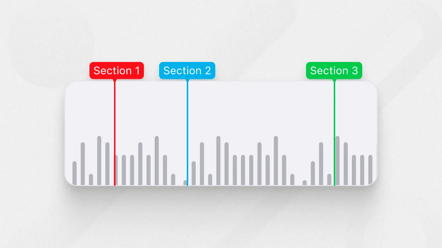 Screenshot of Subdivide's Audio Cues markers on a track timeline.