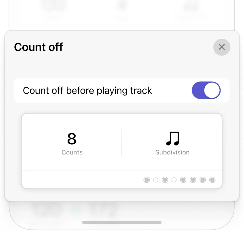 Subdivide app interface showing customizable count-off feature