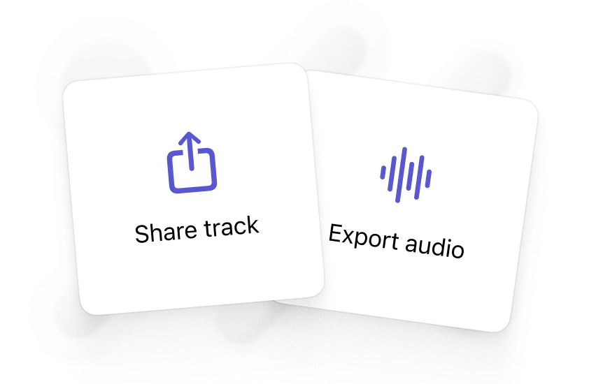 Subdivide app sharing options with QR code and audio export