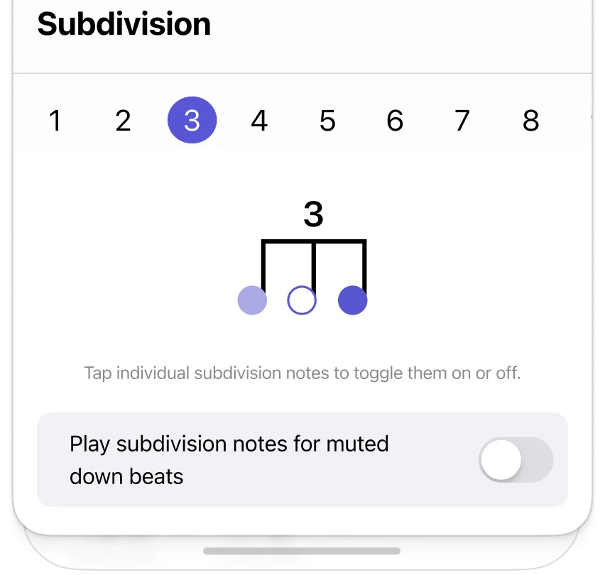 Subdivision control UI screenshot
