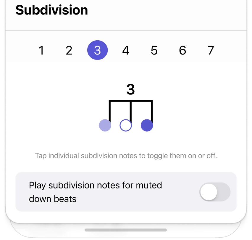 Subdivision control UI screenshot