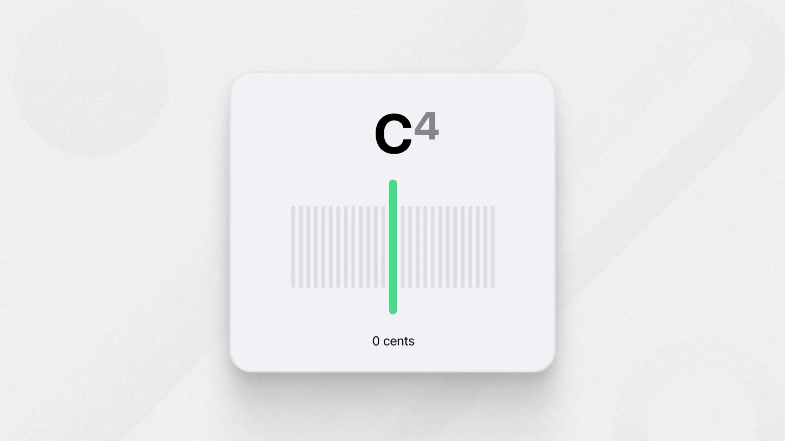 Screenshot of Subdivide's built-in tuner showing pitch feedback.